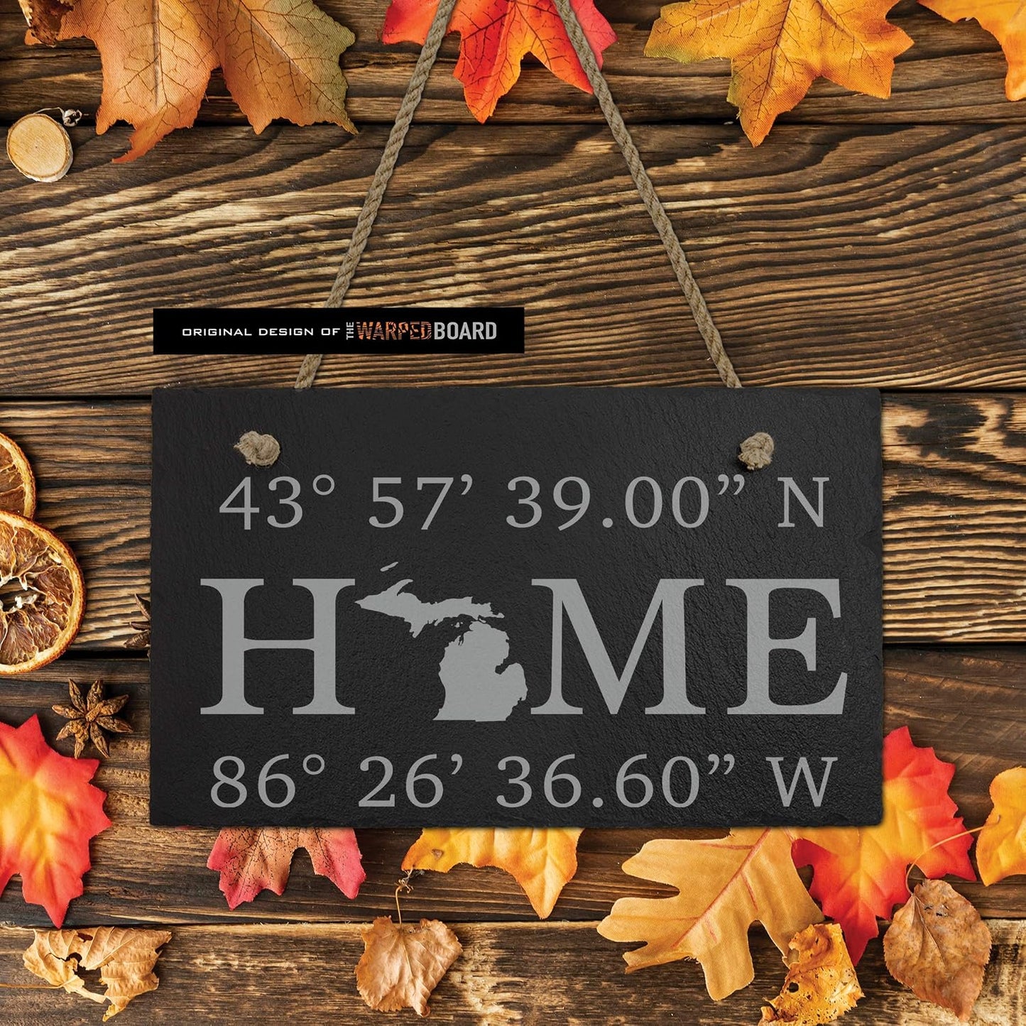 GPS Home Coordinates with State Engraved on Slate Tile, Housewarming New Home Gift