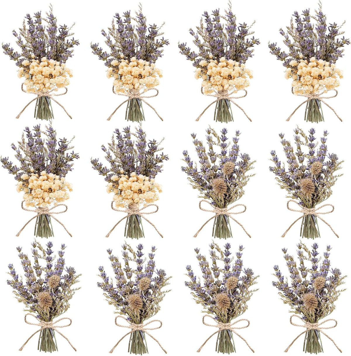 xin's convey 12pcs Lavender Bouquet, Mini Dried Flower Bouquet, Natural Lavender, Groom & Best Man Corsage, 4.5 Inches