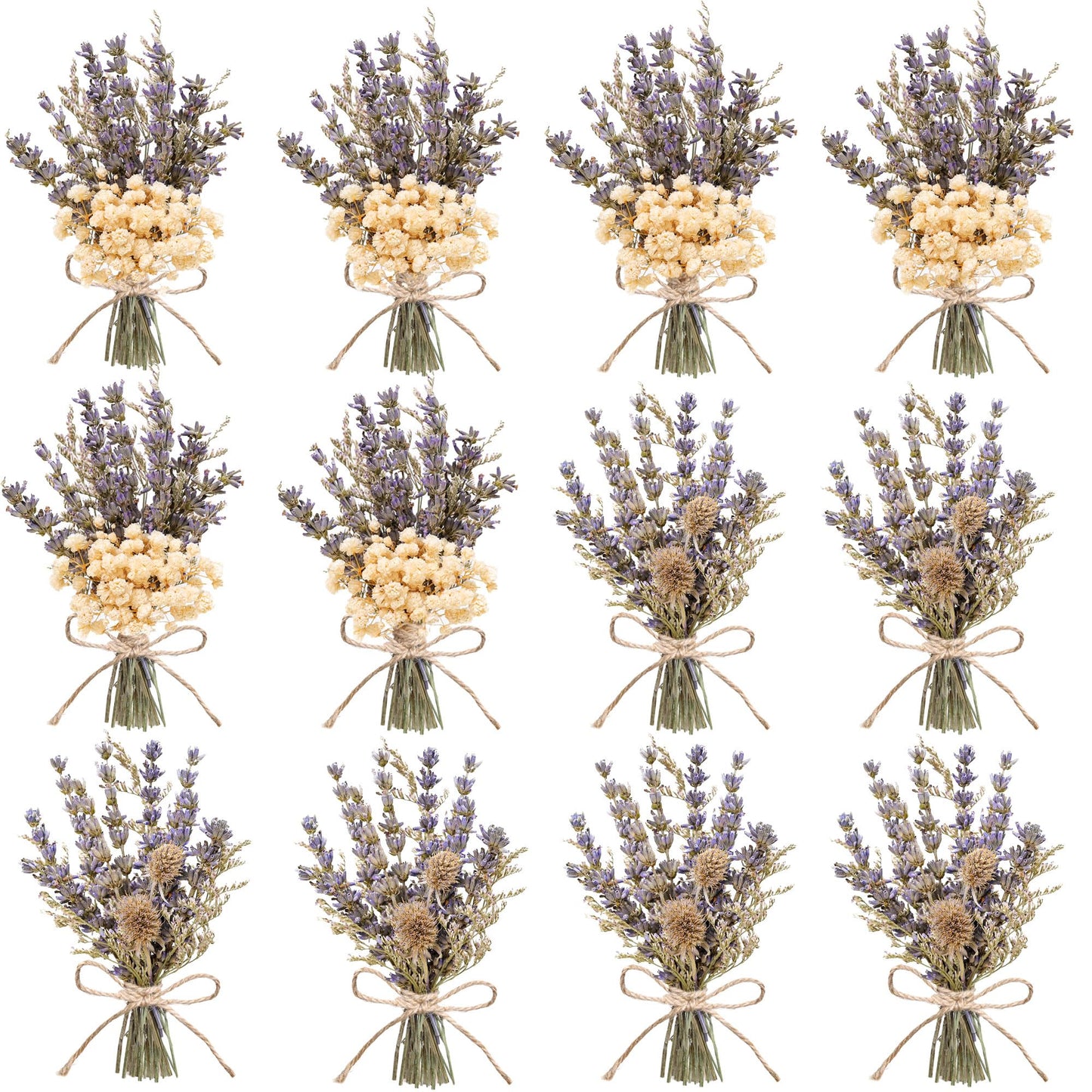 xin's convey 12pcs Lavender Bouquet, Mini Dried Flower Bouquet, Natural Lavender, Groom & Best Man Corsage, 4.5 Inches