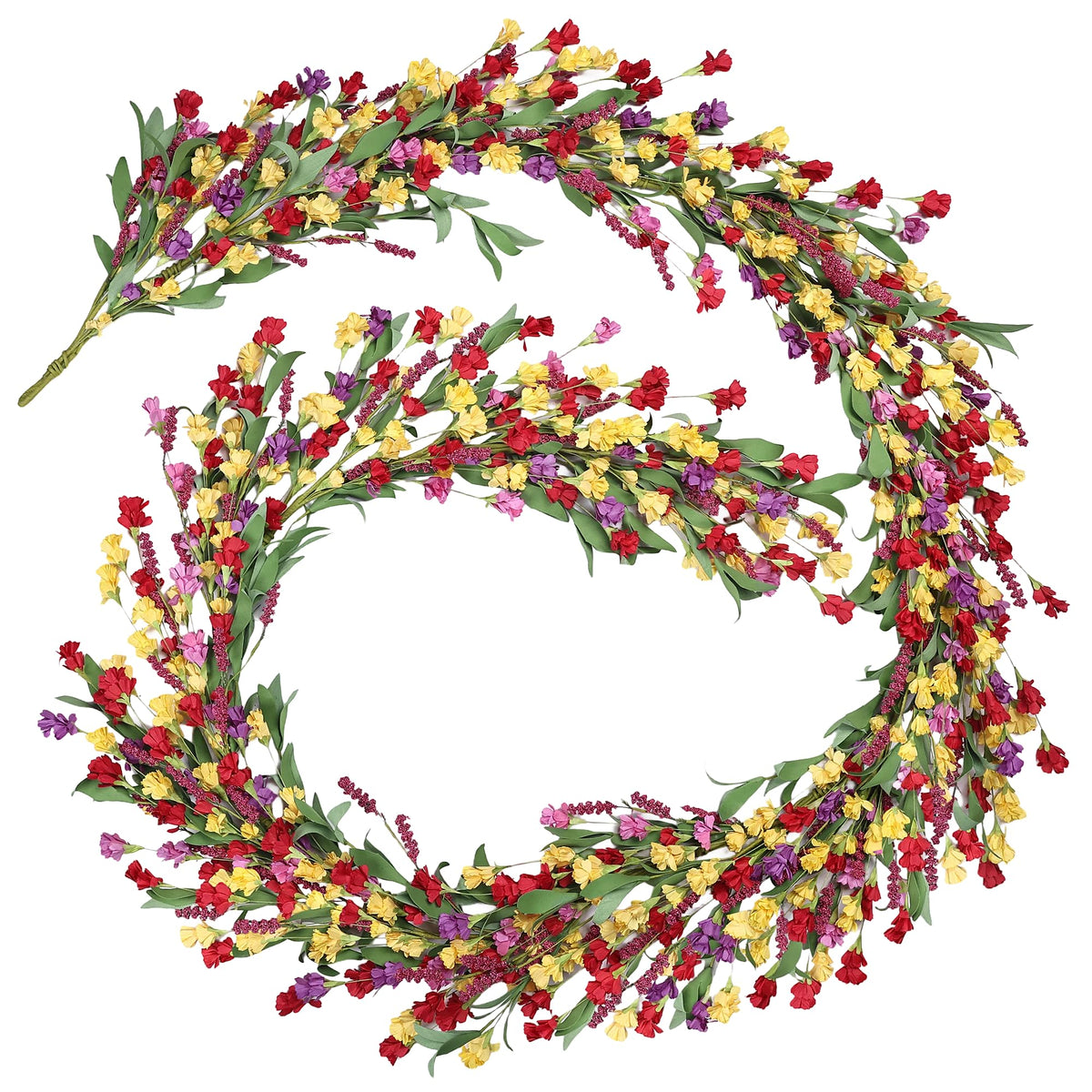 6ft Spring Summer Flower Garland, Artificial Floral Vine for Wall Backdrop Mantle Fireplace Stair Table Wedding Arch, All Season Home Door Porch Decor (Pink)