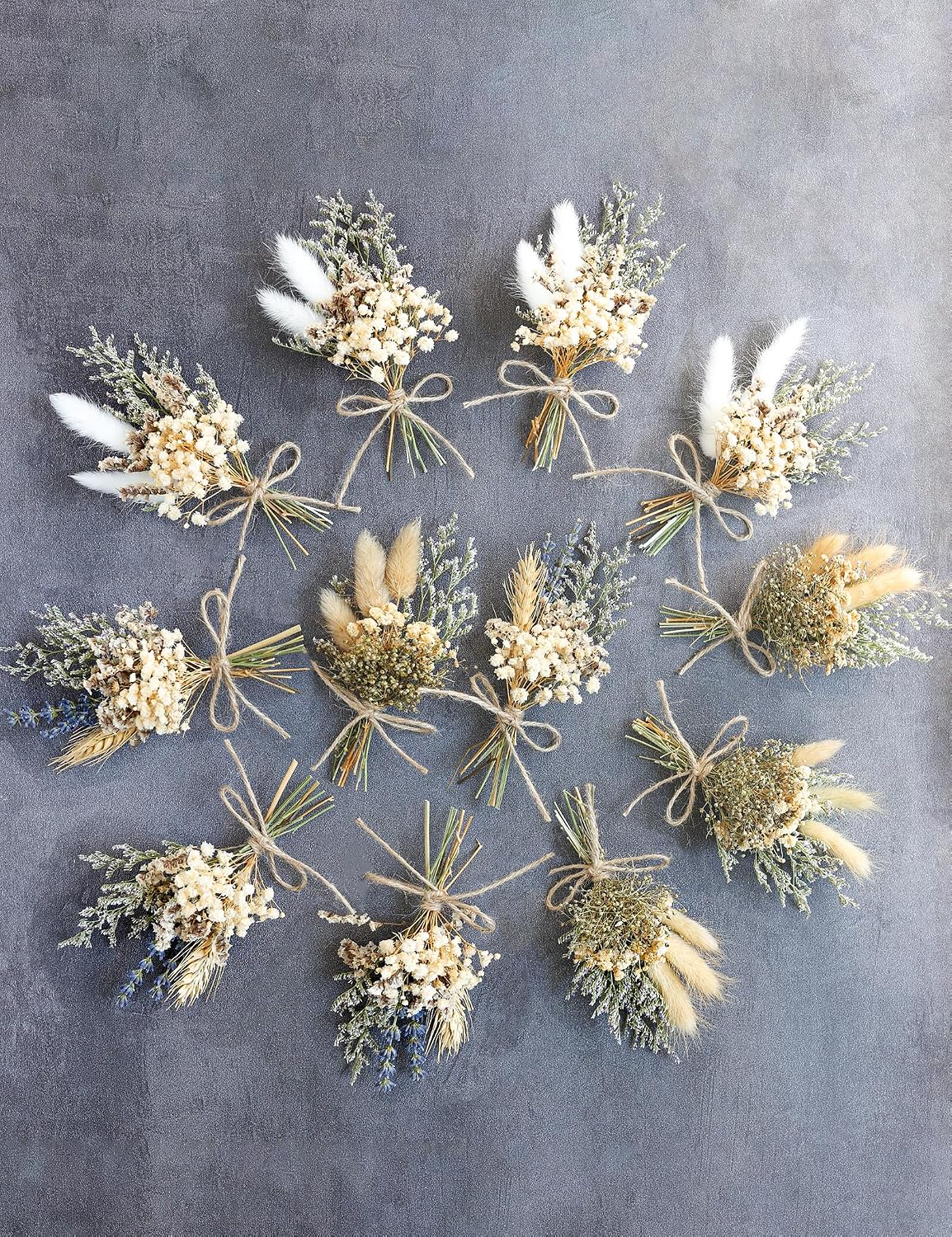 xin's convey Mini Flower Bouquet Set (12pcs), Cake Bouquet, Dried Flower Decoration, Shooting Prop, Envelope Decoration Dried Flower(Primary Colour)